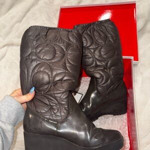 Coach Cantina Signature Quilted Wedge Boots